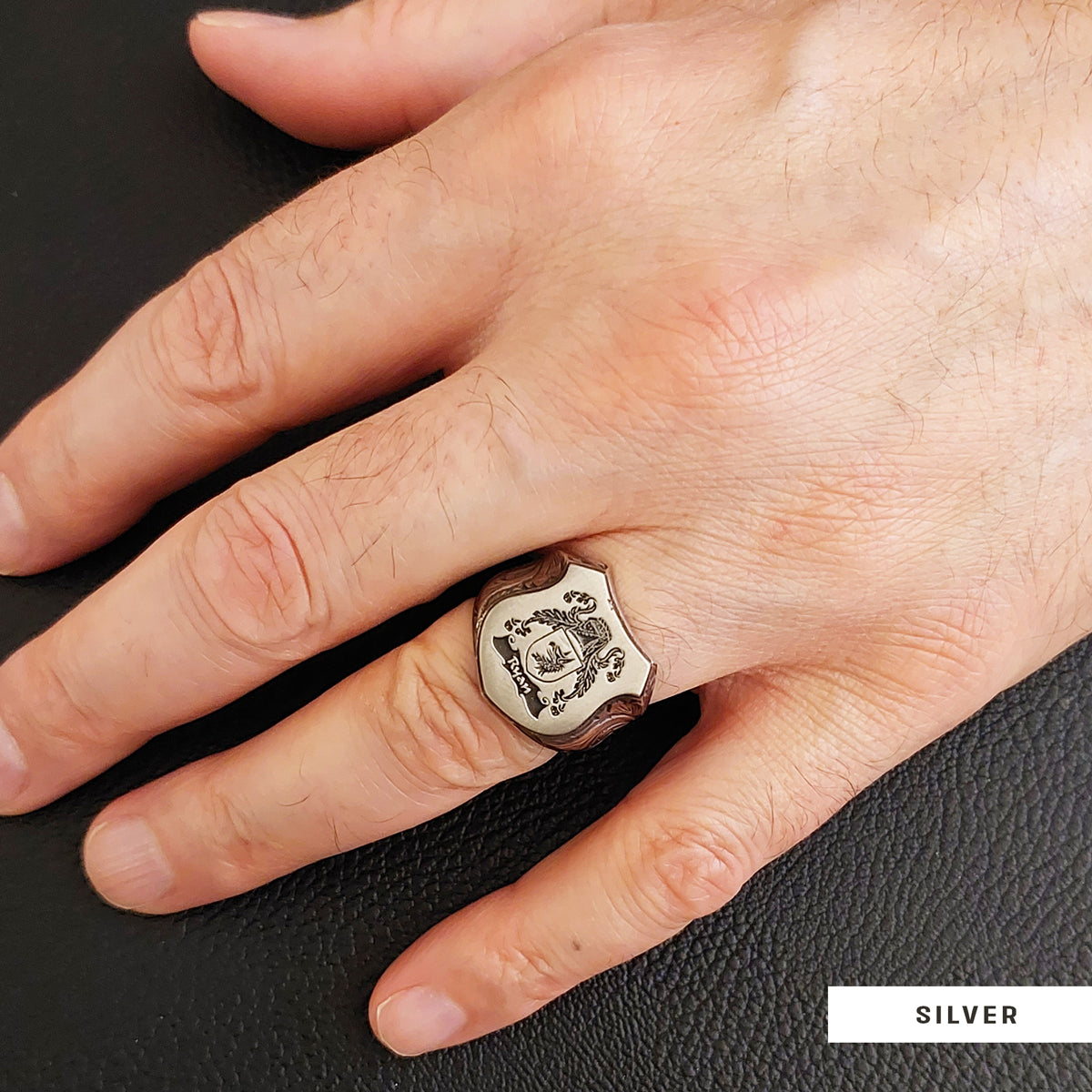 925 Sterling Silver Celtic Design Engraved Family Ring - view 6