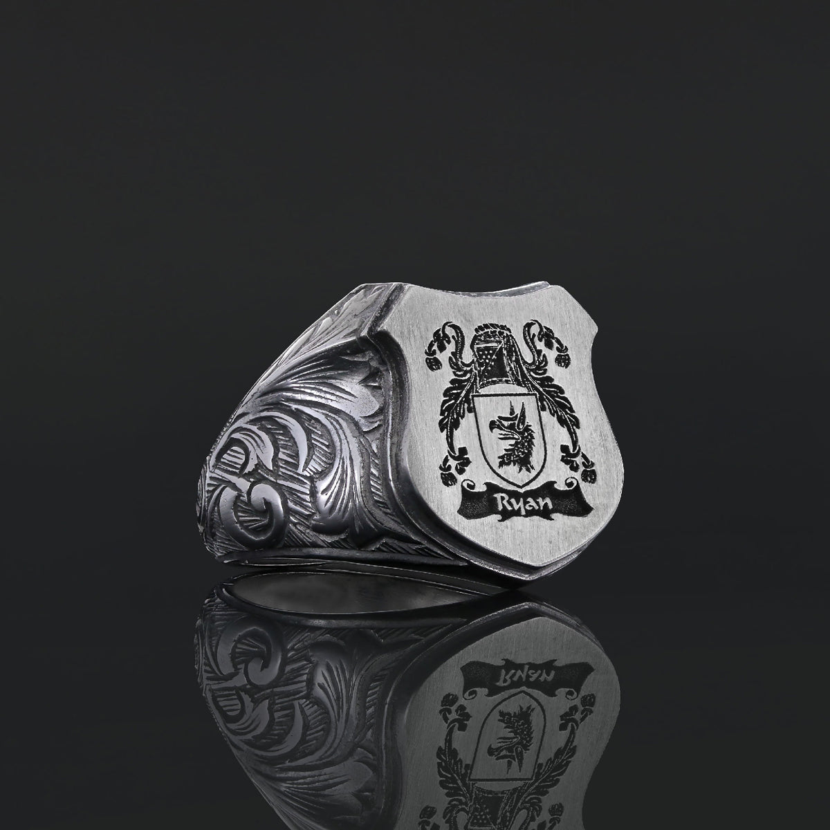 925 Sterling Silver Celtic Design Engraved Family Ring by SWISS PLUS - Family Collection - view 2
