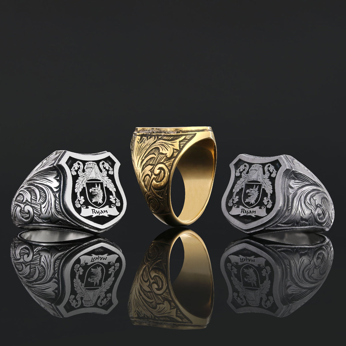 925 Sterling Silver Celtic Design Raised Family Ring - view 5