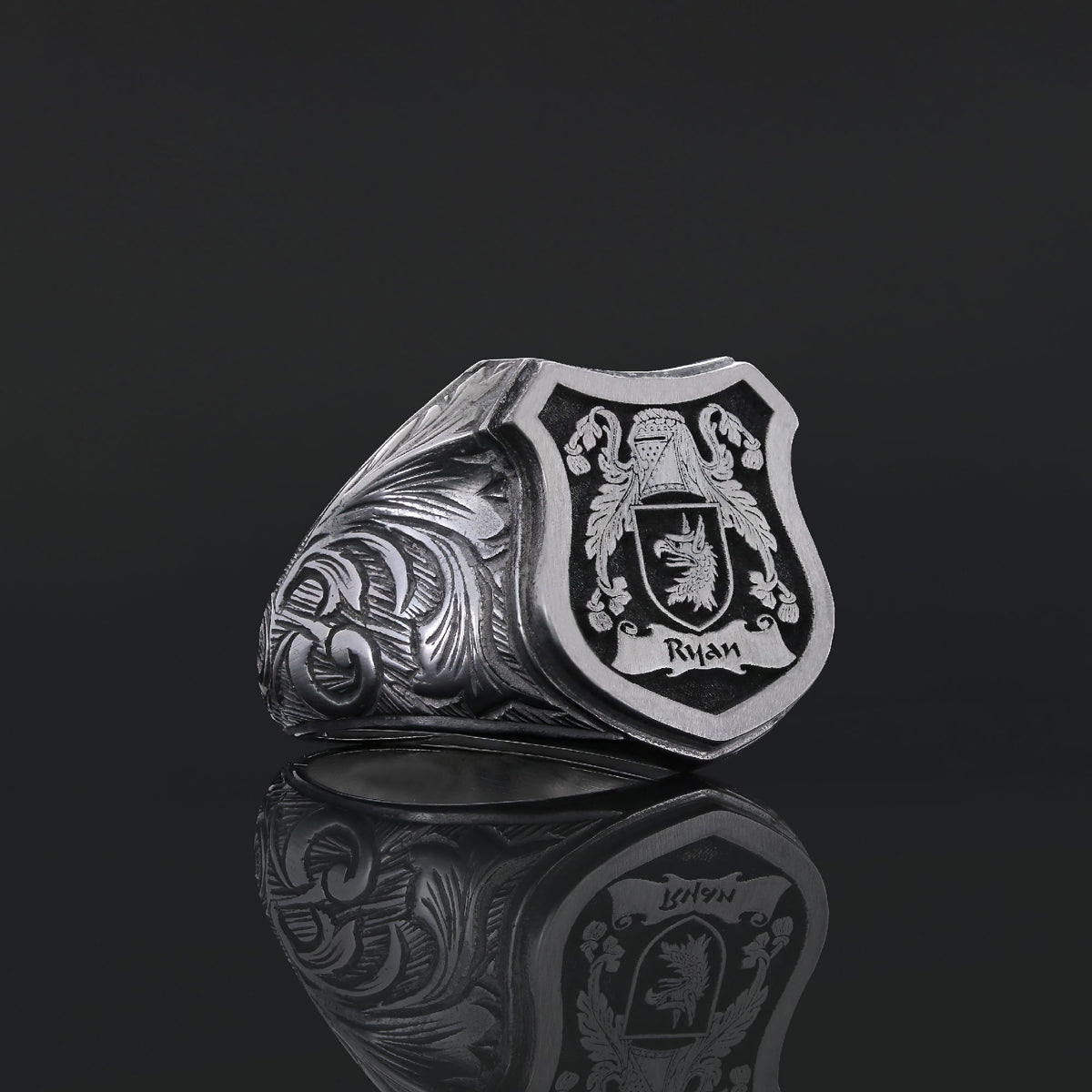 925 Sterling Silver Celtic Design Raised Family Ring by SWISS PLUS - Family Collection - view 2