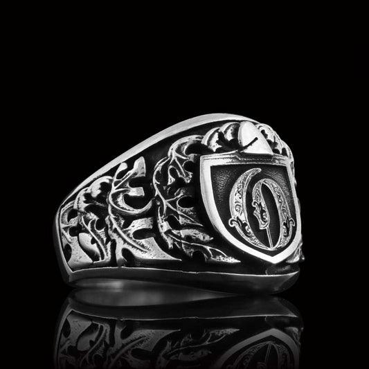 925 Sterling Silver Celtic O Letter Ring