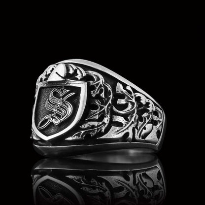 925 Sterling Silver Celtic S Letter Ring by SWISS PLUS - Letter Collection - view 3