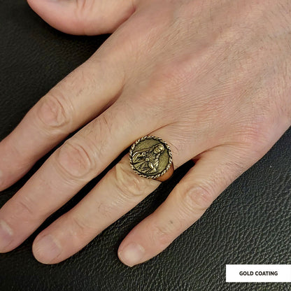 925 Sterling Silver Christian Ring, Religious Ring, Gold Plated Religious Ring, Jesus Ring by SWISS PLUS - Christian Collecti