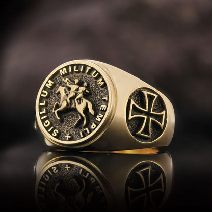 925 Sterling Silver Cross Masonic Ring, Round Master Mason Ring, Custom Masonic Ring by SWISS PLUS - Christian Collection