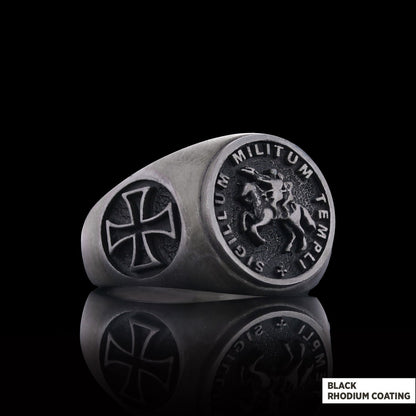925 Sterling Silver Cross Masonic Ring, Round Master Mason Ring, Custom Masonic Ring by SWISS PLUS - Christian Collection - v