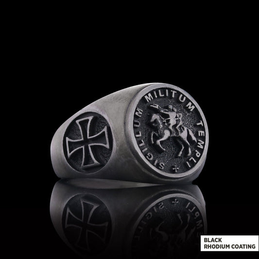 925 Sterling Silver Cross Masonic Ring, Round Master Mason Ring, Custom Masonic Ring by SWISS PLUS - Christian Collection - v