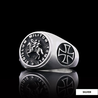 925 Sterling Silver Cross Masonic Ring, Round Master Mason Ring, Custom Masonic Ring by SWISS PLUS - Christian Collection - v
