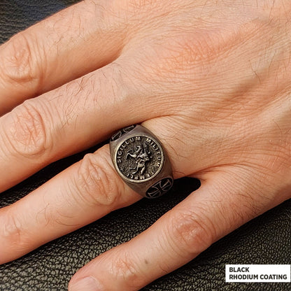 925 Sterling Silver Cross Masonic Ring, Round Master Mason Ring, Custom Masonic Ring by SWISS PLUS - Christian Collection - v