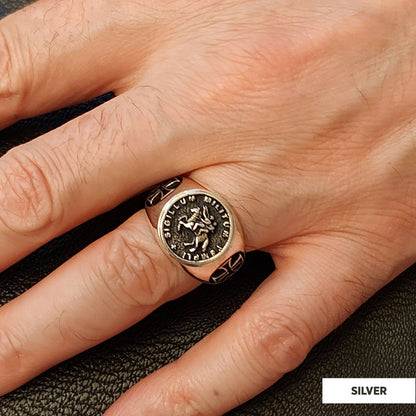 925 Sterling Silver Cross Masonic Ring, Round Master Mason Ring, Custom Masonic Ring by SWISS PLUS - Christian Collection - v