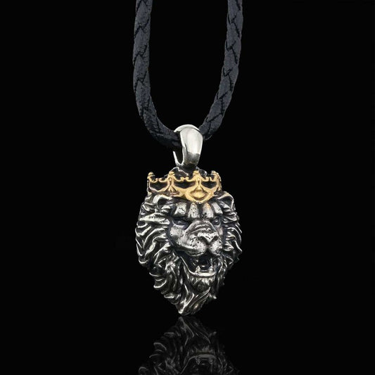925 Sterling Silver Crown Lion Necklace by SWISS PLUS - Unique Pendants & Cool Design Necklaces - view 2