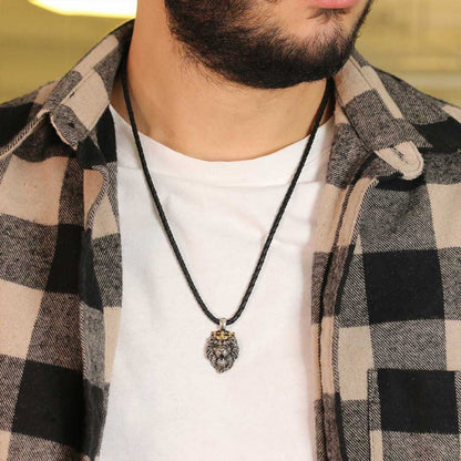 925 Sterling Silver Crown Lion Necklace by SWISS PLUS - Unique Pendants & Cool Design Necklaces - view 4