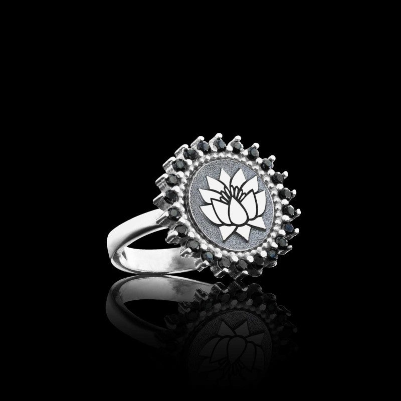 925 Sterling Silver Custom Design Lotus Women Ring by SWISS PLUS - 925 Sterling Silver Rings for Men & Women - view 2