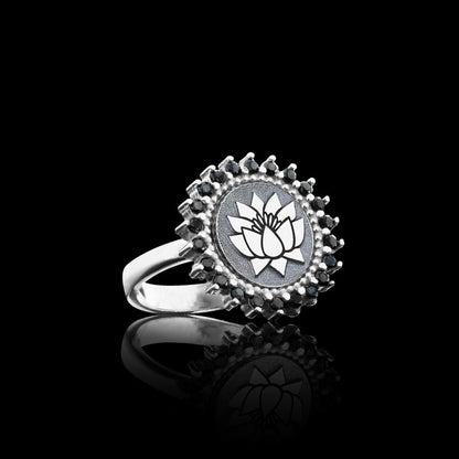 925 Sterling Silver Custom Design Lotus Women Ring by SWISS PLUS - 925 Sterling Silver Rings for Men & Women - view 2