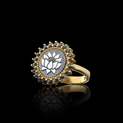 925 Sterling Silver Custom Design Lotus Women Ring by SWISS PLUS - 925 Sterling Silver Rings for Men & Women - view 3