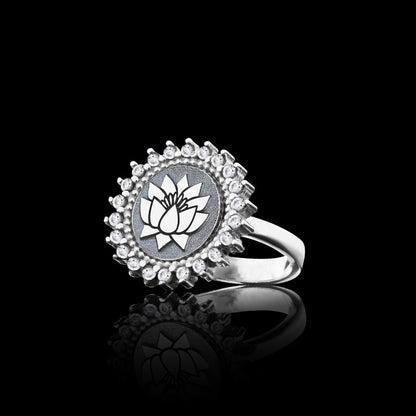 925 Sterling Silver Custom Design Lotus Women Ring by SWISS PLUS - 925 Sterling Silver Rings for Men & Women - view 5