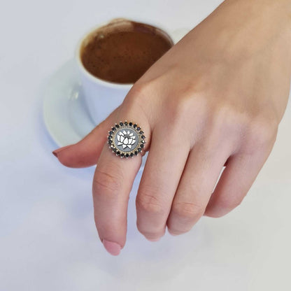925 Sterling Silver Custom Design Lotus Women Ring by SWISS PLUS - 925 Sterling Silver Rings for Men & Women - view 6