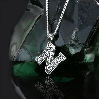 925 Sterling Silver Custom Design Monogram Letter N Necklace by SWISS PLUS - Letter Collection