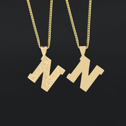 925 Sterling Silver Custom Design Monogram Letter N Necklace by SWISS PLUS - Letter Collection - view 2