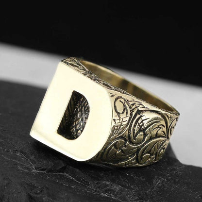 925 Sterling Silver D Letter Ring by SWISS PLUS - Letter Collection