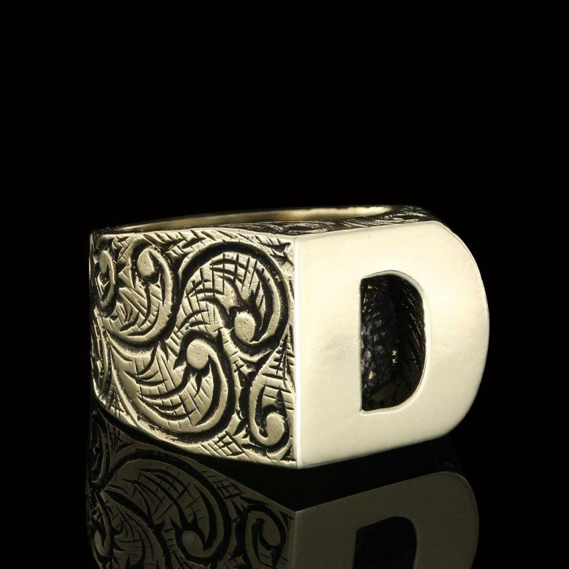 925 Sterling Silver D Letter Ring by SWISS PLUS - Letter Collection - view 2