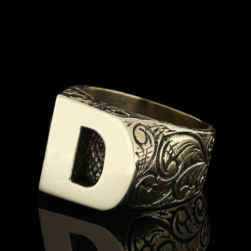 925 Sterling Silver D Letter Ring - view 3