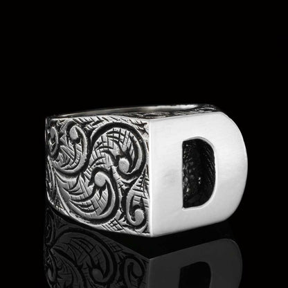 925 Sterling Silver D Letter Ring by SWISS PLUS - Letter Collection - view 4