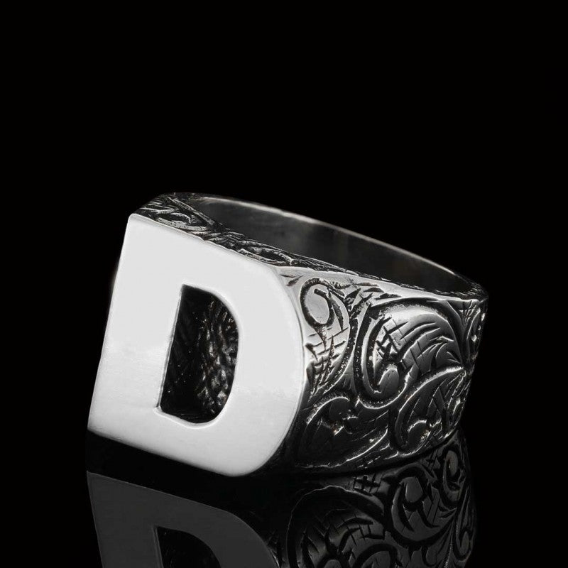 925 Sterling Silver D Letter Ring - view 5