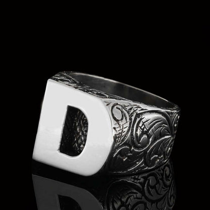 925 Sterling Silver D Letter Ring by SWISS PLUS - Letter Collection - view 5