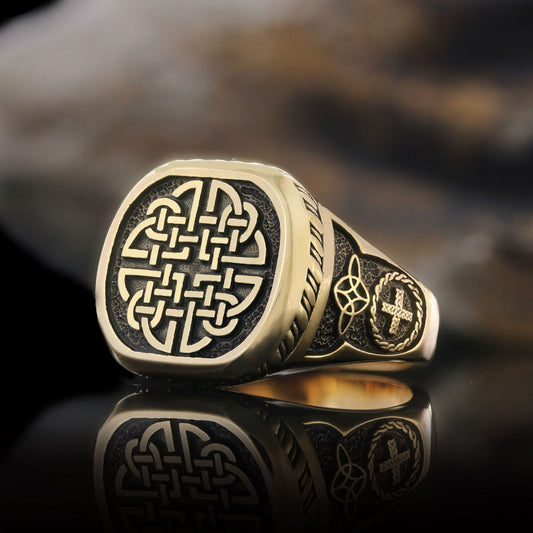925 Sterling Silver Dara Celtic Knot Ring, Norse Mythology Dara Knot Rings - view 1