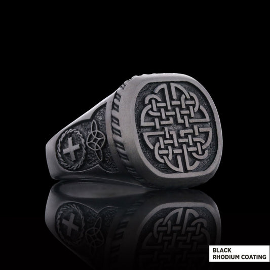 925 Sterling Silver Dara Celtic Knot Ring, Norse Mythology Dara Knot Rings - view 2