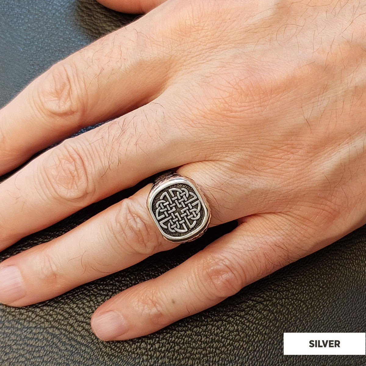 925 Sterling Silver Dara Celtic Knot Ring, Norse Mythology Dara Knot Rings - view 7