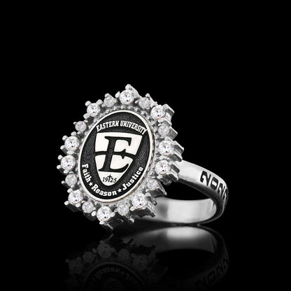925 Sterling Silver Design Eastern University Women Ring by SWISS PLUS - 925 Sterling Silver Rings for Men & Women - view 2
