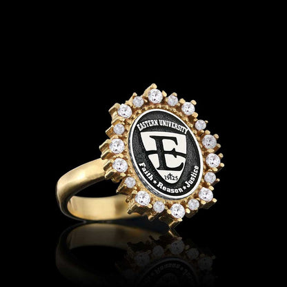 925 Sterling Silver Design Eastern University Women Ring by SWISS PLUS - 925 Sterling Silver Rings for Men & Women - view 3