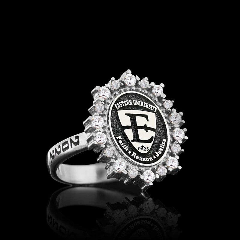 925 Sterling Silver Design Eastern University Women Ring - view 5