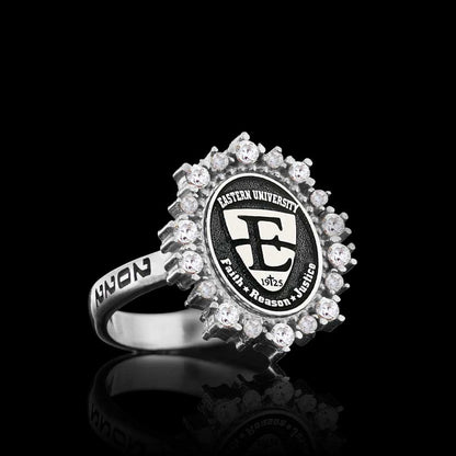 925 Sterling Silver Design Eastern University Women Ring by SWISS PLUS - 925 Sterling Silver Rings for Men & Women - view 5