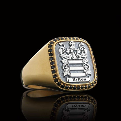 925 Sterling Silver Design Square Engraved Ring by SWISS PLUS - Family Collection - view 4