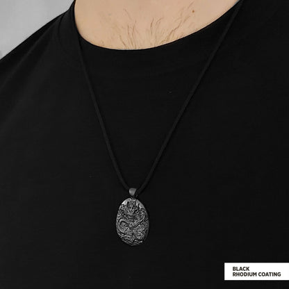925 Sterling Silver Dragon Pendant Black Rhodium Coating-Cord by SWISS PLUS - Unique Pendants & Cool Design Necklaces