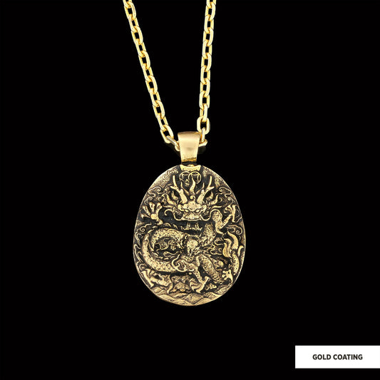 925 Sterling Silver Dragon Pendant Gold Coating-Chain