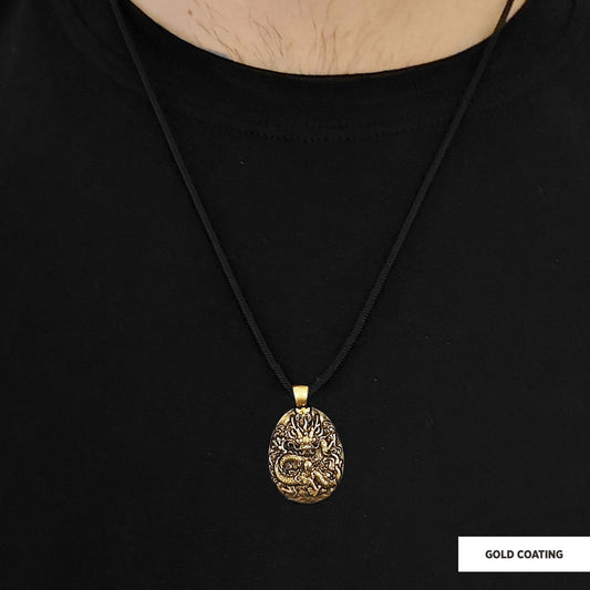 925 Sterling Silver Dragon Pendant Gold Coating-Cord