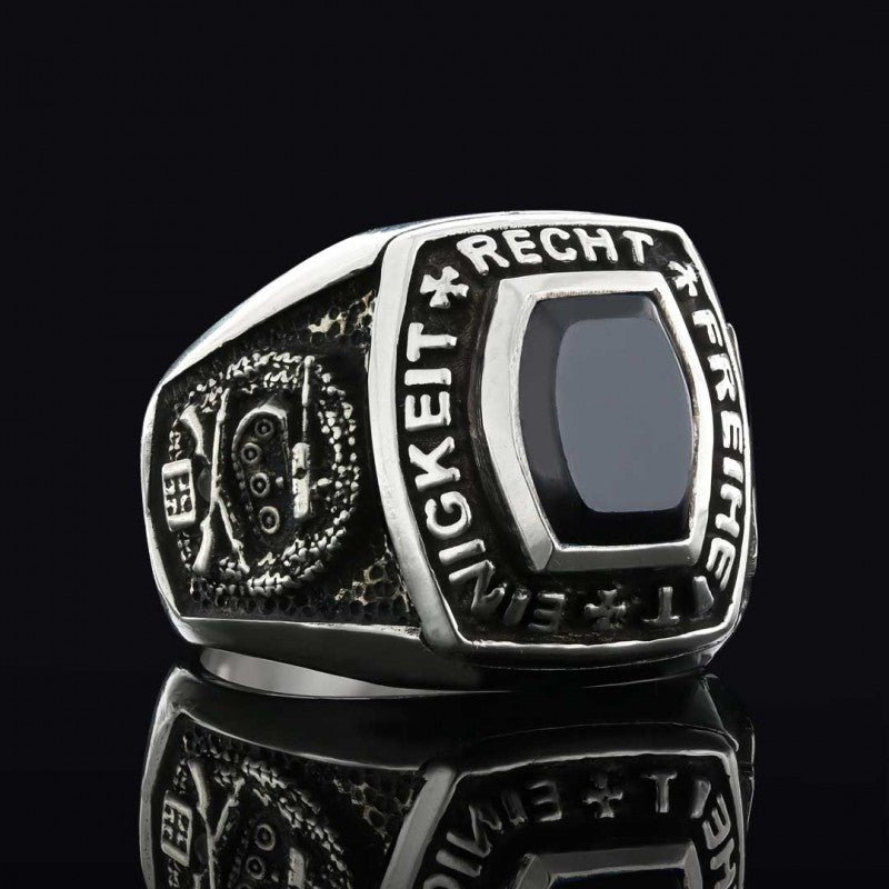 925 Sterling Silver Einigkeit Recht Freiheit Germany Ring