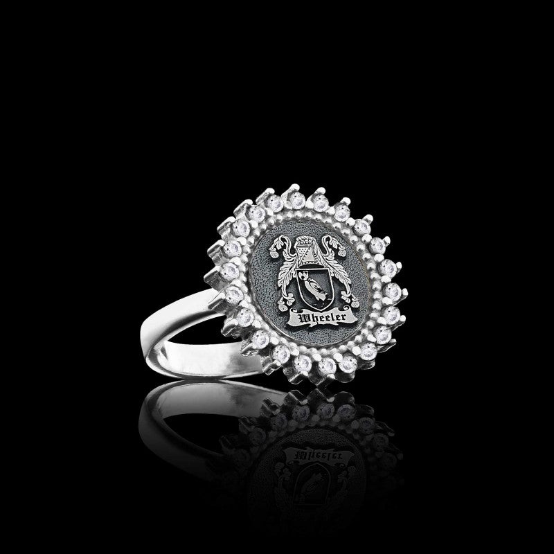925 Sterling Silver Family Coat of Arms Stone Women Ring by SWISS PLUS - Family Collection - view 2