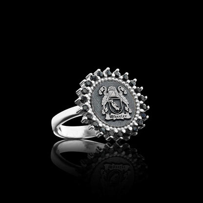 925 Sterling Silver Family Coat of Arms Stone Women Ring by SWISS PLUS - Family Collection - view 4