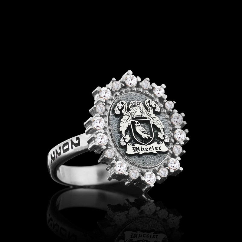 925 Sterling Silver Family Coat of Arms Symbol Women Ring by SWISS PLUS - Family Collection - view 2