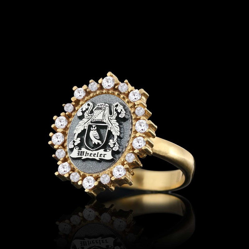 925 Sterling Silver Family Coat of Arms Symbol Women Ring