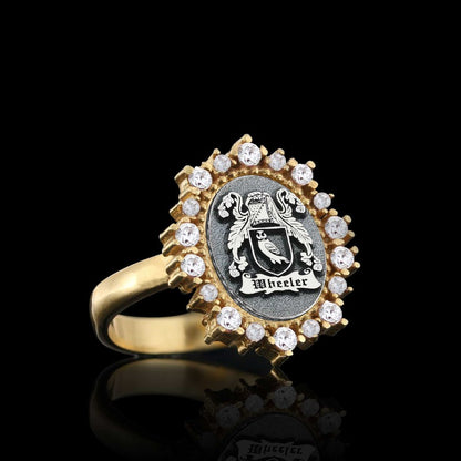 925 Sterling Silver Family Coat of Arms Symbol Women Ring by SWISS PLUS - Family Collection - view 4