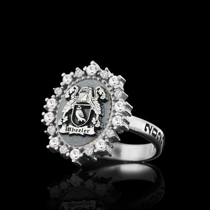 925 Sterling Silver Family Coat of Arms Symbol Women Ring by SWISS PLUS - Family Collection - view 5