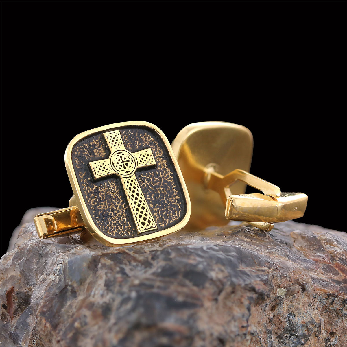925 Sterling Silver Gold Plated Crusader Christian Cufflinks, Silver Cross Cufflinks, Silver Christian Cross Cufflinks Gold Coating