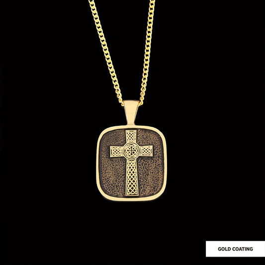 925 Sterling Silver Gold Plated Crusader Christian Necklace, Silver Cross Necklace, Silver Christian Cross Pendants Gold Coating