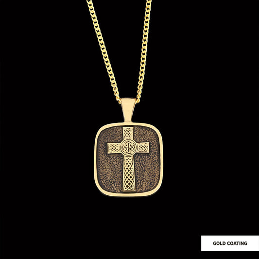 925 Sterling Silver Gold Plated Crusader Christian Necklace, Silver Cross Necklace, Silver Christian Cross Pendants Gold Coating