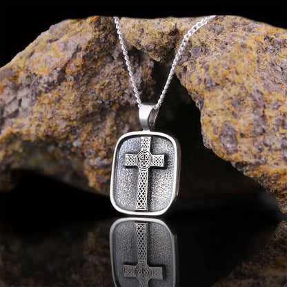 925 Sterling Silver Gold Plated Crusader Christian Necklace, Silver Cross Necklace, Silver Christian Cross Pendants by SWISS 